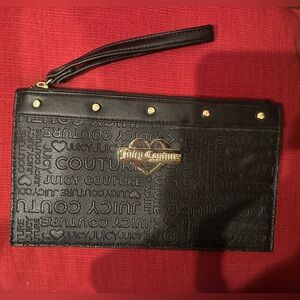 Juicy Couture Black wristlet with Script Lining
